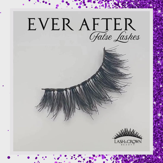 Close-up video of Ever After vegan false lashes with soft cotton band — Lash & Crown Beauty