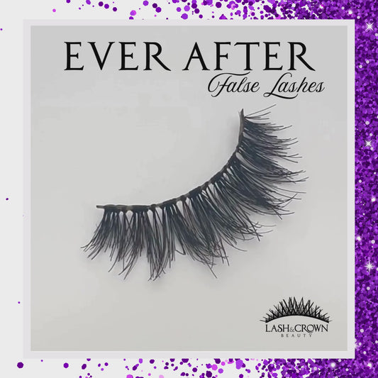 Close-up video of Ever After vegan false lashes with soft cotton band — Lash & Crown Beauty