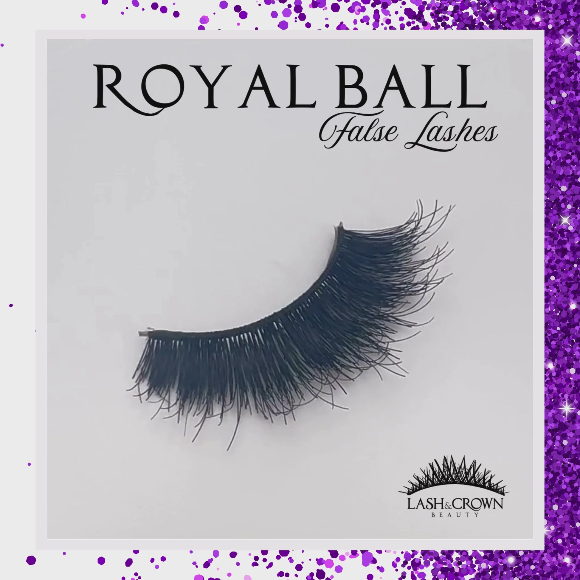 Close-up video of Royal Ball vegan false lashes with soft cotton band — Lash & Crown Beauty