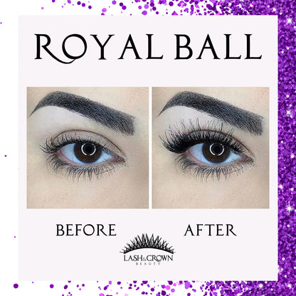 Before and after wearing Royal Ball luxury lashes — Fairytale glam eyes with Royal Ball vegan false lashes — Lash & Crown Beauty